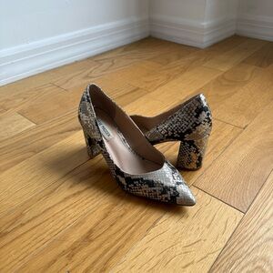 Steve Madden Metallic Snake Print Block Heel Pumps